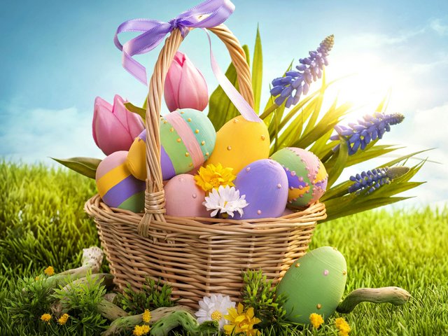 Basket with Easter Eggs Wallpaper - Beautiful wallpaper with a basket full with colourful Easter eggs on a background of lovely vernal landscape. Easter is a festivity of colours and joy, in honour to Jesus' return to life. The egg is chosen as a symbol of Easter, which signify birth and fertility. People decorate their homes with brightly coloured Easter eggs and swap them with friends and loved ones, giving a warm welcome to the spring season. - , basket, baskets, Easter, eggs, egg, wallpaper, wallpapers, cartoon, cartoons, holidays, holiday, beautiful, colourful, background, backgrounds, lovely, vernal, landscape, landscapes, festivity, festivities, colours, colour, joy, honour, Jesus, return, life, symbol, symbols, birth, fertility, people, homes, home, brightly, coloured, friends, friend, warm, welcome, spring, season, seasons - Beautiful wallpaper with a basket full with colourful Easter eggs on a background of lovely vernal landscape. Easter is a festivity of colours and joy, in honour to Jesus' return to life. The egg is chosen as a symbol of Easter, which signify birth and fertility. People decorate their homes with brightly coloured Easter eggs and swap them with friends and loved ones, giving a warm welcome to the spring season. Resuelve rompecabezas en línea gratis Basket with Easter Eggs Wallpaper juegos puzzle o enviar Basket with Easter Eggs Wallpaper juego de puzzle tarjetas electrónicas de felicitación  de puzzles-games.eu.. Basket with Easter Eggs Wallpaper puzzle, puzzles, rompecabezas juegos, puzzles-games.eu, juegos de puzzle, juegos en línea del rompecabezas, juegos gratis puzzle, juegos en línea gratis rompecabezas, Basket with Easter Eggs Wallpaper juego de puzzle gratuito, Basket with Easter Eggs Wallpaper juego de rompecabezas en línea, jigsaw puzzles, Basket with Easter Eggs Wallpaper jigsaw puzzle, jigsaw puzzle games, jigsaw puzzles games, Basket with Easter Eggs Wallpaper rompecabezas de juego tarjeta electrónica, juegos de puzzles tarjetas electrónicas, Basket with Easter Eggs Wallpaper puzzle tarjeta electrónica de felicitación