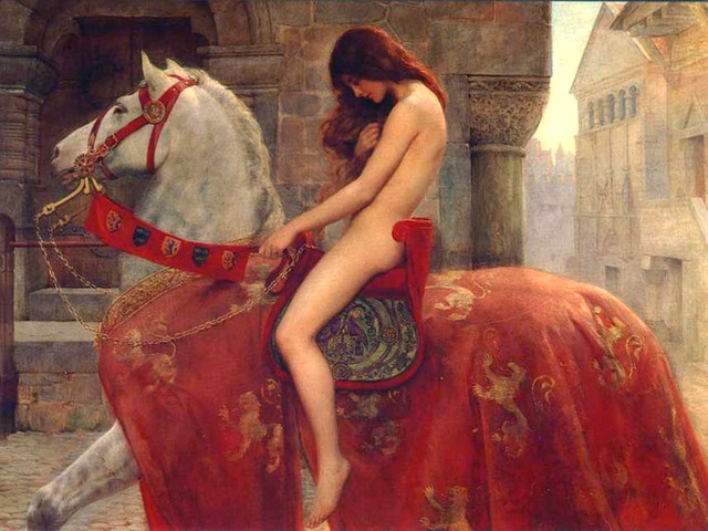 Lady Godiva by John Collier - 'Lady Godiva' (ca. 1897, Herbert Art Gallery and Museum in Coventry, England), by John Collier (1850-1934), a British Pre-Raphaelite painter of historical and mythological themes.<br />
In 'Lady Godiva', John Collier depicts a beautiful woman sitting on a horse and with a downcast eyes, looking towards the earth, rides through the silent and deserted streets of a medieval town, only clothed in her long golden hair, whose lovely tresses encase her body like a veil. <br />
Lady Godiva (Godgifu) was the wife of Leofric, Earl of Mercia, one of the powerful lords who ruled England under the Danish king Canute. According to the legend, Lady Godiva has sympathized the people of Coventry, who were suffering by the oppressive taxation. When she appealed to her husband, to lower the taxes, he answered with playful raillery, that he would do that 'if she would ride naked through the streets of the town'. Lady Godiva took this seriously and the surprised husband had to keep his word and to cancel the onerous taxes. - , Lady, ladies, Godiva, John, Collier, art, arts, 1897, Herbert, Gallery, Museum, Coventry, England, 1850, 1934, British, Pre-Raphaelite, painter, painters, historical, mythological, themes, theme, beautiful, woman, women, horse, horses, eyes, eye, earth, silent, deserted, streets, streeet, medieval, town, towns, golden, hair, lovely, tresses, body, veil, veils, Godgifu, wife, wifes, Leofric, earl, Mercia, powerful, lords, lord, Danish, king, Canute, legend, legends, people, oppressive, taxation, husband, husbands, taxes, playful, raillery, streets, street, seriously, word, words, onerous - 'Lady Godiva' (ca. 1897, Herbert Art Gallery and Museum in Coventry, England), by John Collier (1850-1934), a British Pre-Raphaelite painter of historical and mythological themes.<br />
In 'Lady Godiva', John Collier depicts a beautiful woman sitting on a horse and with a downcast eyes, looking towards the earth, rides through the silent and deserted streets of a medieval town, only clothed in her long golden hair, whose lovely tresses encase her body like a veil. <br />
Lady Godiva (Godgifu) was the wife of Leofric, Earl of Mercia, one of the powerful lords who ruled England under the Danish king Canute. According to the legend, Lady Godiva has sympathized the people of Coventry, who were suffering by the oppressive taxation. When she appealed to her husband, to lower the taxes, he answered with playful raillery, that he would do that 'if she would ride naked through the streets of the town'. Lady Godiva took this seriously and the surprised husband had to keep his word and to cancel the onerous taxes. Solve free online Lady Godiva by John Collier puzzle games or send Lady Godiva by John Collier puzzle game greeting ecards  from puzzles-games.eu.. Lady Godiva by John Collier puzzle, puzzles, puzzles games, puzzles-games.eu, puzzle games, online puzzle games, free puzzle games, free online puzzle games, Lady Godiva by John Collier free puzzle game, Lady Godiva by John Collier online puzzle game, jigsaw puzzles, Lady Godiva by John Collier jigsaw puzzle, jigsaw puzzle games, jigsaw puzzles games, Lady Godiva by John Collier puzzle game ecard, puzzles games ecards, Lady Godiva by John Collier puzzle game greeting ecard