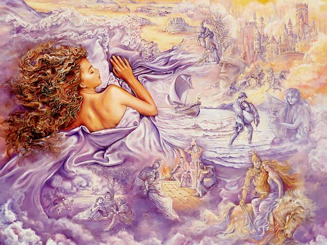 Lilac Dreams by Josephine Wall - 'Lilac Dreams' is a beautiful painting by the famous English artist Josephine Wall, where the art and the fantasy mingle, depicting a magical world of fascinating, detailed, hidden images reproducing the innermost thoughts.<br />
Young woman, nestled beneath the silky folds of the lilac satin sheets, is moving in her dream in the mysterious world of its imagination, among fairytale castles wreathed in romance, with a hope to meet her beloved. - , lilac, dreams, dream, Josephine, Wall, art, arts, beautiful, painting, paintings, famous, English, artist, artists, fantasy, magical, world, worlds, fascinating, detailed, hidden, images, image, innermost, thoughts, thought, young, woman, women, silky, folds, fold, satin, sheets, sheet, mysterious, imagination, imaginations, fairytale, castles, castle, romance, hope, beloved - 'Lilac Dreams' is a beautiful painting by the famous English artist Josephine Wall, where the art and the fantasy mingle, depicting a magical world of fascinating, detailed, hidden images reproducing the innermost thoughts.<br />
Young woman, nestled beneath the silky folds of the lilac satin sheets, is moving in her dream in the mysterious world of its imagination, among fairytale castles wreathed in romance, with a hope to meet her beloved. Solve free online Lilac Dreams by Josephine Wall puzzle games or send Lilac Dreams by Josephine Wall puzzle game greeting ecards  from puzzles-games.eu.. Lilac Dreams by Josephine Wall puzzle, puzzles, puzzles games, puzzles-games.eu, puzzle games, online puzzle games, free puzzle games, free online puzzle games, Lilac Dreams by Josephine Wall free puzzle game, Lilac Dreams by Josephine Wall online puzzle game, jigsaw puzzles, Lilac Dreams by Josephine Wall jigsaw puzzle, jigsaw puzzle games, jigsaw puzzles games, Lilac Dreams by Josephine Wall puzzle game ecard, puzzles games ecards, Lilac Dreams by Josephine Wall puzzle game greeting ecard