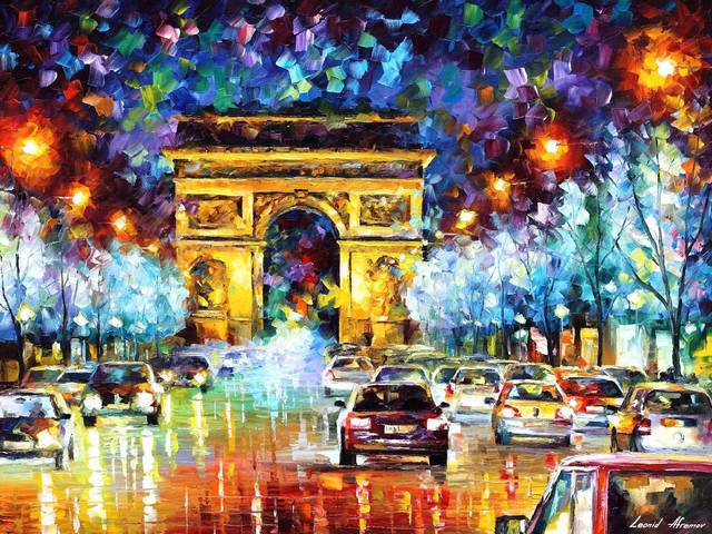 Paris Flight by Leonid Afremov - 'Paris Flight' is a beautiful painting (oil on canvas with palette knife) by the Russian-Israeli artist Leonid Afremov (1955-2019) depicting the Arc of Triumph in Paris. The impressive monument is seen from the Avenue des Champs-Elysees.<br />
The painting depicts Paris as it is, a bustling city, full of energy and pulsing life. - , Paris, flight, flights, Leonid, Afremov, art, arts, places, place, beautiful, painting, paintings, oil, canvas, palette, knife, Russian, Israeli, artist, artists, Arc, Triumph, Paris, impressive, monument, monuments, Avenue, Champs, Elysees, bustling, city, cities, energy, life - 'Paris Flight' is a beautiful painting (oil on canvas with palette knife) by the Russian-Israeli artist Leonid Afremov (1955-2019) depicting the Arc of Triumph in Paris. The impressive monument is seen from the Avenue des Champs-Elysees.<br />
The painting depicts Paris as it is, a bustling city, full of energy and pulsing life. Подреждайте безплатни онлайн Paris Flight by Leonid Afremov пъзел игри или изпратете Paris Flight by Leonid Afremov пъзел игра поздравителна картичка  от puzzles-games.eu.. Paris Flight by Leonid Afremov пъзел, пъзели, пъзели игри, puzzles-games.eu, пъзел игри, online пъзел игри, free пъзел игри, free online пъзел игри, Paris Flight by Leonid Afremov free пъзел игра, Paris Flight by Leonid Afremov online пъзел игра, jigsaw puzzles, Paris Flight by Leonid Afremov jigsaw puzzle, jigsaw puzzle games, jigsaw puzzles games, Paris Flight by Leonid Afremov пъзел игра картичка, пъзели игри картички, Paris Flight by Leonid Afremov пъзел игра поздравителна картичка