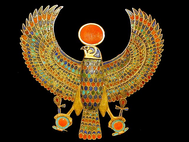 Tutankhamun Falcon Pectoral Museum of Antiquities in Cairo Egypt - Pectoral adornment, which was discovered by Howard Carter in 1922 at the tomb of the Egyptian pharaoh Tutankhamun, in shape of a falcon, on display at the Museum of Antiquities in Cairo, Egypt. In the ancient Egipt, falcons have been a symbol of the Sun-god, due to the habit to fly high in the air, such as the sun rises in the sky every day. For the inlay have been used lapis lazuli, turquoise, carnelian, light blue glass and obsidian for the eye. - , Tutankhamun, falcon, falcons, pectoral, pectorals, museum, museums, antiquities, antiquity, Cairo, Egypt, art, arts, places, place, travel, travels, trip, trips, tour, tours, Howard, Carter, 1922, tomb, tombs, Egyptian, pharaoh, pharaohs, shape, shapes, display, displays, ancient, symbol, symbols, sun, suns, god, gods, habit, habits, air, airs, sky, skies, every, day, days, inlay, inlays, lapis, lazuli, turquoise, carnelian, light, blue, glass, glasses, obsidian, eye, eyes - Pectoral adornment, which was discovered by Howard Carter in 1922 at the tomb of the Egyptian pharaoh Tutankhamun, in shape of a falcon, on display at the Museum of Antiquities in Cairo, Egypt. In the ancient Egipt, falcons have been a symbol of the Sun-god, due to the habit to fly high in the air, such as the sun rises in the sky every day. For the inlay have been used lapis lazuli, turquoise, carnelian, light blue glass and obsidian for the eye. Решайте бесплатные онлайн Tutankhamun Falcon Pectoral Museum of Antiquities in Cairo Egypt пазлы игры или отправьте Tutankhamun Falcon Pectoral Museum of Antiquities in Cairo Egypt пазл игру приветственную открытку  из puzzles-games.eu.. Tutankhamun Falcon Pectoral Museum of Antiquities in Cairo Egypt пазл, пазлы, пазлы игры, puzzles-games.eu, пазл игры, онлайн пазл игры, игры пазлы бесплатно, бесплатно онлайн пазл игры, Tutankhamun Falcon Pectoral Museum of Antiquities in Cairo Egypt бесплатно пазл игра, Tutankhamun Falcon Pectoral Museum of Antiquities in Cairo Egypt онлайн пазл игра , jigsaw puzzles, Tutankhamun Falcon Pectoral Museum of Antiquities in Cairo Egypt jigsaw puzzle, jigsaw puzzle games, jigsaw puzzles games, Tutankhamun Falcon Pectoral Museum of Antiquities in Cairo Egypt пазл игра открытка, пазлы игры открытки, Tutankhamun Falcon Pectoral Museum of Antiquities in Cairo Egypt пазл игра приветственная открытка