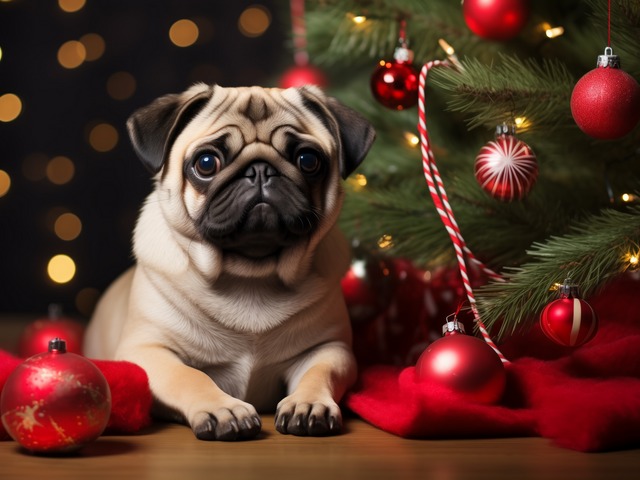 Puppy Pug Christmas Wallpaper Puzzle Spiel 