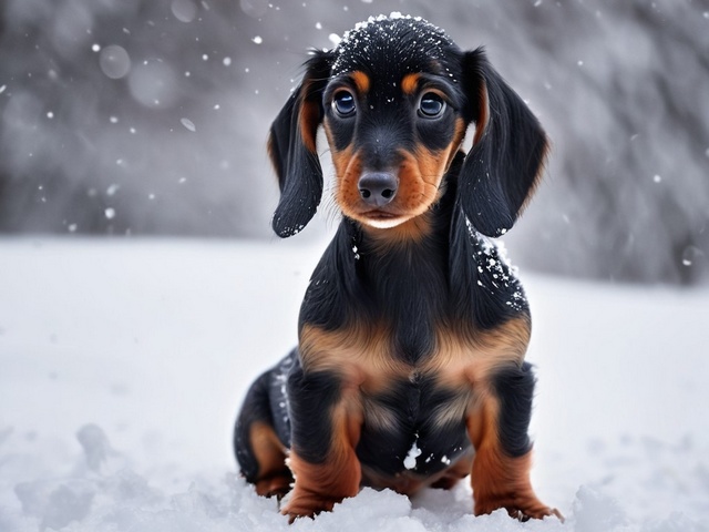 Sad Dachshund in the Snow puzzle game 