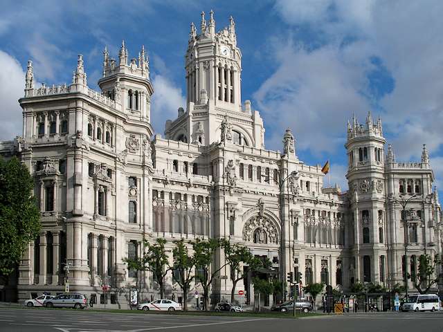 City Hall at Palacio de Cibeles Madrid - The impressive building like a cathedral of Palacio de Cibeles (Cibeles Palace, formerly Palace of Communications), was built in 1909 by Antonio Palacios as headquarter of the postal service. In 2007 this landmark building became the Madrid City Hall (Ayuntamiento de Madrid). - , City, Hall, halls, Palacio, Cibeles, Madrid, places, place, travel, travels, tour, tours, trip, trips, impressive, building, buildings, cathedral, cathedrals, palace, palaces, communications, communication, 1909, Antonio, Palacios, headquarter, headquarters, postal, service, services, 2007, landmark, Ayuntamiento - The impressive building like a cathedral of Palacio de Cibeles (Cibeles Palace, formerly Palace of Communications), was built in 1909 by Antonio Palacios as headquarter of the postal service. In 2007 this landmark building became the Madrid City Hall (Ayuntamiento de Madrid). Подреждайте безплатни онлайн City Hall at Palacio de Cibeles Madrid пъзел игри или изпратете City Hall at Palacio de Cibeles Madrid пъзел игра поздравителна картичка  от puzzles-games.eu.. City Hall at Palacio de Cibeles Madrid пъзел, пъзели, пъзели игри, puzzles-games.eu, пъзел игри, online пъзел игри, free пъзел игри, free online пъзел игри, City Hall at Palacio de Cibeles Madrid free пъзел игра, City Hall at Palacio de Cibeles Madrid online пъзел игра, jigsaw puzzles, City Hall at Palacio de Cibeles Madrid jigsaw puzzle, jigsaw puzzle games, jigsaw puzzles games, City Hall at Palacio de Cibeles Madrid пъзел игра картичка, пъзели игри картички, City Hall at Palacio de Cibeles Madrid пъзел игра поздравителна картичка