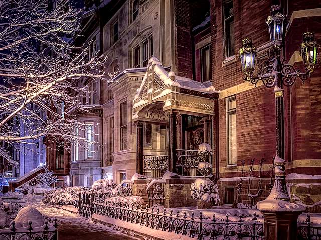 Winter on Dearborn Gold Coast Chicago Illinois puzzle game 