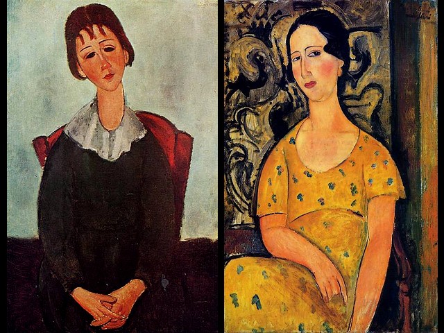 Amedeo Modigliani Girl on a Chair and Young Woman in a Yellow Dress - Portrait paintings with oil on canvas, made by the Italian artist Amedeo Modigliani in 1918 - 'Girl on a chair' (aka Mademoiselle Huguette) and 'Young Woman in a Yellow Dress' (aka Madame Modot) , classically simple in flat forms and delicate stylization. - , Amedeo, Modigliani, girl, girls, chair, chairs, young, woman, women, yellow, dress, dresses, art, arts, painter, painters, artist, artists, sculptor, sculptors, Expressionist, Expressionists, portrait, portraits, paintings, painting, oil, canvas, Italian, artist, artists, 1918, Mademoiselle, Huguette, Madame, Modot, classically, simple, forms, form, delicate, stylization - Portrait paintings with oil on canvas, made by the Italian artist Amedeo Modigliani in 1918 - 'Girl on a chair' (aka Mademoiselle Huguette) and 'Young Woman in a Yellow Dress' (aka Madame Modot) , classically simple in flat forms and delicate stylization. Подреждайте безплатни онлайн Amedeo Modigliani Girl on a Chair and Young Woman in a Yellow Dress пъзел игри или изпратете Amedeo Modigliani Girl on a Chair and Young Woman in a Yellow Dress пъзел игра поздравителна картичка  от puzzles-games.eu.. Amedeo Modigliani Girl on a Chair and Young Woman in a Yellow Dress пъзел, пъзели, пъзели игри, puzzles-games.eu, пъзел игри, online пъзел игри, free пъзел игри, free online пъзел игри, Amedeo Modigliani Girl on a Chair and Young Woman in a Yellow Dress free пъзел игра, Amedeo Modigliani Girl on a Chair and Young Woman in a Yellow Dress online пъзел игра, jigsaw puzzles, Amedeo Modigliani Girl on a Chair and Young Woman in a Yellow Dress jigsaw puzzle, jigsaw puzzle games, jigsaw puzzles games, Amedeo Modigliani Girl on a Chair and Young Woman in a Yellow Dress пъзел игра картичка, пъзели игри картички, Amedeo Modigliani Girl on a Chair and Young Woman in a Yellow Dress пъзел игра поздравителна картичка