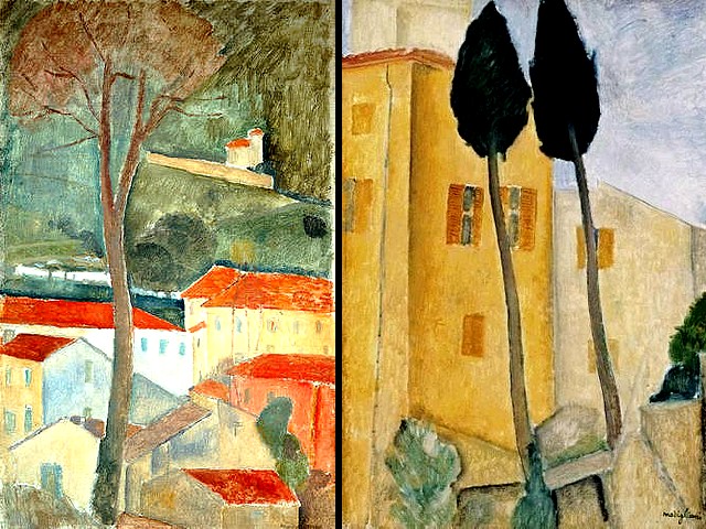 Amedeo Modigliani Landscape at Cagnes and Cypress Trees and Houses - 'Landscape at Cagnes' (1919, oil on canvas, private collection), one of the only four landscapes of his career, made in Southern France and 'Cypress Trees and Houses' (1919, 'Midday Landscape', oil on canvas, Barnes Foundation Merion), one of the most famous works by Amedeo Modigliani in a genre that was not interested him. - , Amedeo, Modigliani, landscape, landscapes, Cagnes, cypress, trees, tree, houses, house, art, arts, painter, painters, artist, artists, sculptor, sculptors, Expressionist, Expressionists, 1919, oil, canvas, canvases, private, collection, collections, career, careers, Southern, France, midday, Barnes, Foundation, foundations, Merion, Philadelphia, Pennsylvania, USA, famous, works, work, genre, genres - 'Landscape at Cagnes' (1919, oil on canvas, private collection), one of the only four landscapes of his career, made in Southern France and 'Cypress Trees and Houses' (1919, 'Midday Landscape', oil on canvas, Barnes Foundation Merion), one of the most famous works by Amedeo Modigliani in a genre that was not interested him. Подреждайте безплатни онлайн Amedeo Modigliani Landscape at Cagnes and Cypress Trees and Houses пъзел игри или изпратете Amedeo Modigliani Landscape at Cagnes and Cypress Trees and Houses пъзел игра поздравителна картичка  от puzzles-games.eu.. Amedeo Modigliani Landscape at Cagnes and Cypress Trees and Houses пъзел, пъзели, пъзели игри, puzzles-games.eu, пъзел игри, online пъзел игри, free пъзел игри, free online пъзел игри, Amedeo Modigliani Landscape at Cagnes and Cypress Trees and Houses free пъзел игра, Amedeo Modigliani Landscape at Cagnes and Cypress Trees and Houses online пъзел игра, jigsaw puzzles, Amedeo Modigliani Landscape at Cagnes and Cypress Trees and Houses jigsaw puzzle, jigsaw puzzle games, jigsaw puzzles games, Amedeo Modigliani Landscape at Cagnes and Cypress Trees and Houses пъзел игра картичка, пъзели игри картички, Amedeo Modigliani Landscape at Cagnes and Cypress Trees and Houses пъзел игра поздравителна картичка