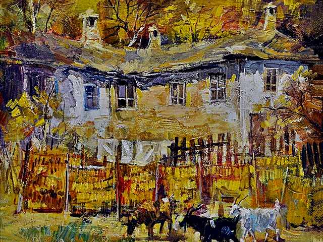 Daily Round in Rhodopes Mountains by Vesko Radulov Bulgarian Fine Art - A beautiful scene of a peaceful daily round in a yard of an old farmhouse with strings of dry tobacco, in a village, tucked away among hills of Rhodopes Mountains, painted by the contemporary Bulgarian artist Vesko Radulov (oil on canvas, owner <a href='http://eva-art.eu'>Eva Art - Bulgarian Fine Arts</a>). - , daily, round, Vesko, Radulov, Bulgarian, fine, art, arts, places, place, nature, natures, beautiful, scene, scenes, yard, yards, old, farmhouse, farmhouses, strings, string, dry, tobacco, tobaccos, village, villages, hills, hill, Rhodopes, mountains, mountain, contemporary, artist, artists, oil, canvas, canvases, owner, owners, Eva, eva-art.eu - A beautiful scene of a peaceful daily round in a yard of an old farmhouse with strings of dry tobacco, in a village, tucked away among hills of Rhodopes Mountains, painted by the contemporary Bulgarian artist Vesko Radulov (oil on canvas, owner <a href='http://eva-art.eu'>Eva Art - Bulgarian Fine Arts</a>). Solve free online Daily Round in Rhodopes Mountains by Vesko Radulov Bulgarian Fine Art puzzle games or send Daily Round in Rhodopes Mountains by Vesko Radulov Bulgarian Fine Art puzzle game greeting ecards  from puzzles-games.eu.. Daily Round in Rhodopes Mountains by Vesko Radulov Bulgarian Fine Art puzzle, puzzles, puzzles games, puzzles-games.eu, puzzle games, online puzzle games, free puzzle games, free online puzzle games, Daily Round in Rhodopes Mountains by Vesko Radulov Bulgarian Fine Art free puzzle game, Daily Round in Rhodopes Mountains by Vesko Radulov Bulgarian Fine Art online puzzle game, jigsaw puzzles, Daily Round in Rhodopes Mountains by Vesko Radulov Bulgarian Fine Art jigsaw puzzle, jigsaw puzzle games, jigsaw puzzles games, Daily Round in Rhodopes Mountains by Vesko Radulov Bulgarian Fine Art puzzle game ecard, puzzles games ecards, Daily Round in Rhodopes Mountains by Vesko Radulov Bulgarian Fine Art puzzle game greeting ecard