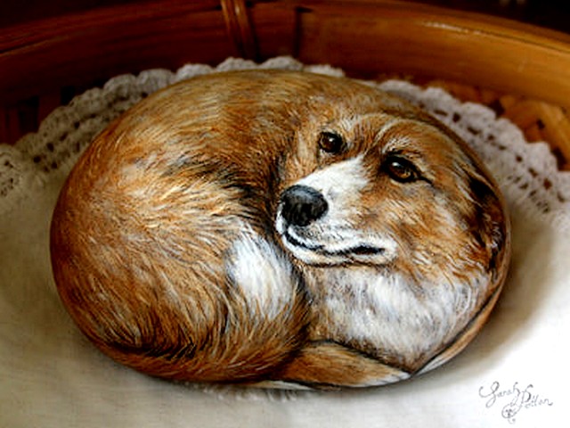 Handpainted Dog Portrait on Stone Puzzle Spiel 
