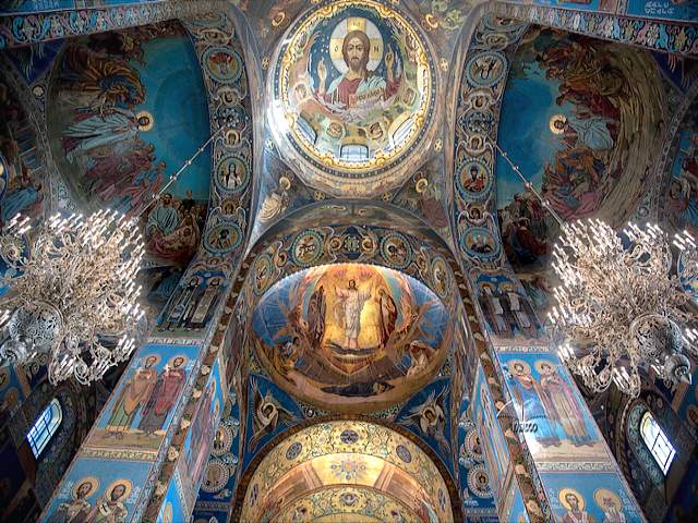 Inside Mosaic in Church of Resurrection of Christ St.Petersburg Russia пъзел игра 