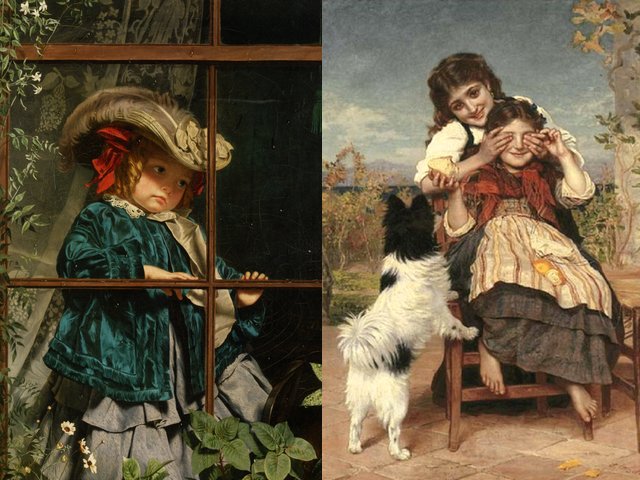 No Walk Today and Guess Again by Sophie Anderson - 'No walk today' and 'Guess again' (oil on canvas, private collection), two  beautiful paintings by  Sophie Gengembre Anderson (1823-1903), a French-born British artist, landscape painter and illustrator, known for her wonderful realistic paintings of Victorian children. 'No walk today', painted presumably in the late 1850-s, depicts the disappointment of a little girl dressed up for a walk which has been cancelled because of rain. The painting is most famous and beloved work of art by Sophie Anderson which presents childhood, one the paintings in the collection of Sir David, purchased only for 14 guineas on an auction in London in 1926 and sold at Sotheby's auction in 2008 for the record ?1,038,050. - , walk, today, guess, again, Sophie, Anderson, art, arts, oil, canvas, private, collection, collections, beautiful, paintings, painting, Gengembre, 1823, 1903, French, British, artist, artists, landscape, landscapes, painter, painters, illustrator, illustrators, wonderful, realistic, Victorian, children, child, 1850-s, disappointment, little, girl, girls, rain, famous, beloved, work, works, childhood, collection, collections, Sir, David, guineas, auction, auctions, London, 1926, Sotheby, 2008, record, ?1, 038, 050 - 'No walk today' and 'Guess again' (oil on canvas, private collection), two  beautiful paintings by  Sophie Gengembre Anderson (1823-1903), a French-born British artist, landscape painter and illustrator, known for her wonderful realistic paintings of Victorian children. 'No walk today', painted presumably in the late 1850-s, depicts the disappointment of a little girl dressed up for a walk which has been cancelled because of rain. The painting is most famous and beloved work of art by Sophie Anderson which presents childhood, one the paintings in the collection of Sir David, purchased only for 14 guineas on an auction in London in 1926 and sold at Sotheby's auction in 2008 for the record ?1,038,050. Resuelve rompecabezas en línea gratis No Walk Today and Guess Again by Sophie Anderson juegos puzzle o enviar No Walk Today and Guess Again by Sophie Anderson juego de puzzle tarjetas electrónicas de felicitación  de puzzles-games.eu.. No Walk Today and Guess Again by Sophie Anderson puzzle, puzzles, rompecabezas juegos, puzzles-games.eu, juegos de puzzle, juegos en línea del rompecabezas, juegos gratis puzzle, juegos en línea gratis rompecabezas, No Walk Today and Guess Again by Sophie Anderson juego de puzzle gratuito, No Walk Today and Guess Again by Sophie Anderson juego de rompecabezas en línea, jigsaw puzzles, No Walk Today and Guess Again by Sophie Anderson jigsaw puzzle, jigsaw puzzle games, jigsaw puzzles games, No Walk Today and Guess Again by Sophie Anderson rompecabezas de juego tarjeta electrónica, juegos de puzzles tarjetas electrónicas, No Walk Today and Guess Again by Sophie Anderson puzzle tarjeta electrónica de felicitación