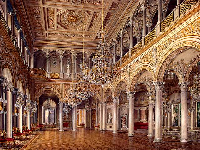 Pavilion Hall at Winter Palace Watercolour by Eduard Hau Puzzle Spiel 