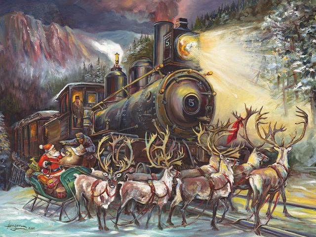Santa Asking for Directions Polar Express by Nona Hengen - Beautiful artwork depicting an entertaining Christmas story by Nona Hengen, featuring Santa Claus on a sleigh pulled by reindeers, asking the train-driver of Polar Express for direction of the next address for visiting in his list.<br />
Nona Lillian Hengen, is an American artist, writer, illustrator, born on March 28, 1934 in Spokane, Washington, District of Columbia, United States. - , Santa, directions, direction, Polar, Express, Nona, Hengen, art, arts, holidays, holiday, beautiful, artwork, artworks, entertaining, Christmas, story, stories, Claus, sleigh, sleighs, reindeers, reindeer, train, trains, driver, drivers, address, addresses, list, lists, American, artist, artists, writer, writers, illustrators, illustrator, March, 1934, Spokane, Washington, District, Columbia, United, States - Beautiful artwork depicting an entertaining Christmas story by Nona Hengen, featuring Santa Claus on a sleigh pulled by reindeers, asking the train-driver of Polar Express for direction of the next address for visiting in his list.<br />
Nona Lillian Hengen, is an American artist, writer, illustrator, born on March 28, 1934 in Spokane, Washington, District of Columbia, United States. Lösen Sie kostenlose Santa Asking for Directions Polar Express by Nona Hengen Online Puzzle Spiele oder senden Sie Santa Asking for Directions Polar Express by Nona Hengen Puzzle Spiel Gruß ecards  from puzzles-games.eu.. Santa Asking for Directions Polar Express by Nona Hengen puzzle, Rätsel, puzzles, Puzzle Spiele, puzzles-games.eu, puzzle games, Online Puzzle Spiele, kostenlose Puzzle Spiele, kostenlose Online Puzzle Spiele, Santa Asking for Directions Polar Express by Nona Hengen kostenlose Puzzle Spiel, Santa Asking for Directions Polar Express by Nona Hengen Online Puzzle Spiel, jigsaw puzzles, Santa Asking for Directions Polar Express by Nona Hengen jigsaw puzzle, jigsaw puzzle games, jigsaw puzzles games, Santa Asking for Directions Polar Express by Nona Hengen Puzzle Spiel ecard, Puzzles Spiele ecards, Santa Asking for Directions Polar Express by Nona Hengen Puzzle Spiel Gruß ecards