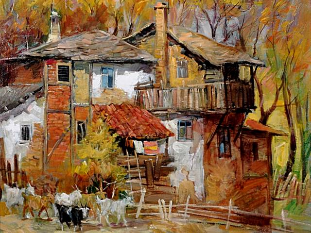 Stanchov Han by Vesko Radulov Bulgarian Fine Art - A beautiful painting of an old farmhouse in Stanchov han, a part of cultural heritage and nature attractions in Bulgaria, by the contemporary Bulgarian artist Vesko Radulov (oil on canvas, owner <a href='http://eva-art.eu'>Eva Art - Bulgarian Fine Arts</a>). Stanchov han (Stanchov khan) is a a small village, nestled in Balkan mountains in the municipality of Tryavna, Gabrovo province, in northern central Bulgaria. - , Stanchov, han, Vesko, Radulov, Bulgarian, fine, art, arts, places, place, nature, natures, painting, paintings, old, farmhouse, farmhouses, part, parts, cultural, heritage, heritages, nature, attractions, attraction, Bulgaria, contemporary, artist, artists, oil, canvas, canvases, owner, owners, Eva, eva-art.eu, khan, khans, small, village, villages, Balkan, mountains, mountains, municipality, municipalities, Tryavna, Gabrovo, province, provinces, northern, central - A beautiful painting of an old farmhouse in Stanchov han, a part of cultural heritage and nature attractions in Bulgaria, by the contemporary Bulgarian artist Vesko Radulov (oil on canvas, owner <a href='http://eva-art.eu'>Eva Art - Bulgarian Fine Arts</a>). Stanchov han (Stanchov khan) is a a small village, nestled in Balkan mountains in the municipality of Tryavna, Gabrovo province, in northern central Bulgaria. Подреждайте безплатни онлайн Stanchov Han by Vesko Radulov Bulgarian Fine Art пъзел игри или изпратете Stanchov Han by Vesko Radulov Bulgarian Fine Art пъзел игра поздравителна картичка  от puzzles-games.eu.. Stanchov Han by Vesko Radulov Bulgarian Fine Art пъзел, пъзели, пъзели игри, puzzles-games.eu, пъзел игри, online пъзел игри, free пъзел игри, free online пъзел игри, Stanchov Han by Vesko Radulov Bulgarian Fine Art free пъзел игра, Stanchov Han by Vesko Radulov Bulgarian Fine Art online пъзел игра, jigsaw puzzles, Stanchov Han by Vesko Radulov Bulgarian Fine Art jigsaw puzzle, jigsaw puzzle games, jigsaw puzzles games, Stanchov Han by Vesko Radulov Bulgarian Fine Art пъзел игра картичка, пъзели игри картички, Stanchov Han by Vesko Radulov Bulgarian Fine Art пъзел игра поздравителна картичка