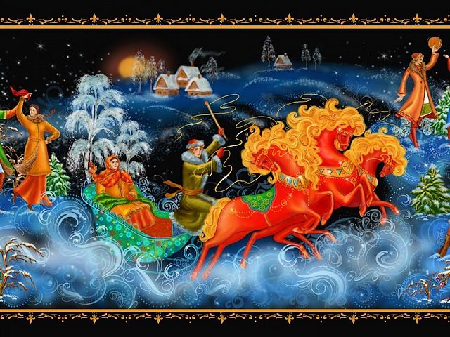 Winter Russian Palekh Art juego de puzzle 