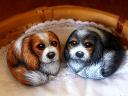 Handpainted Cavalier King Charles Spaniel Dogs on Stone