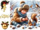 Boy with Squirrel Christmas Card